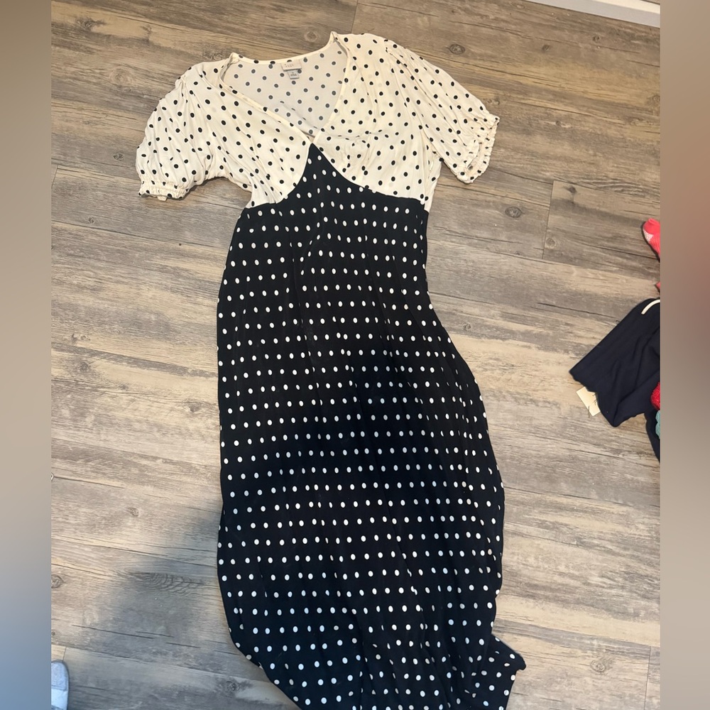 a new day Black and White Polka Dot Maxi Dress